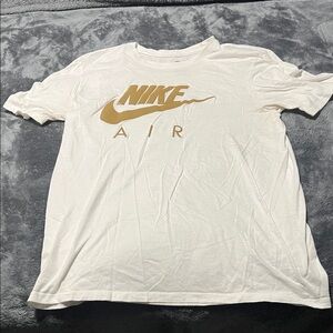 Nike Air T-Shirt in White and Gold Logo